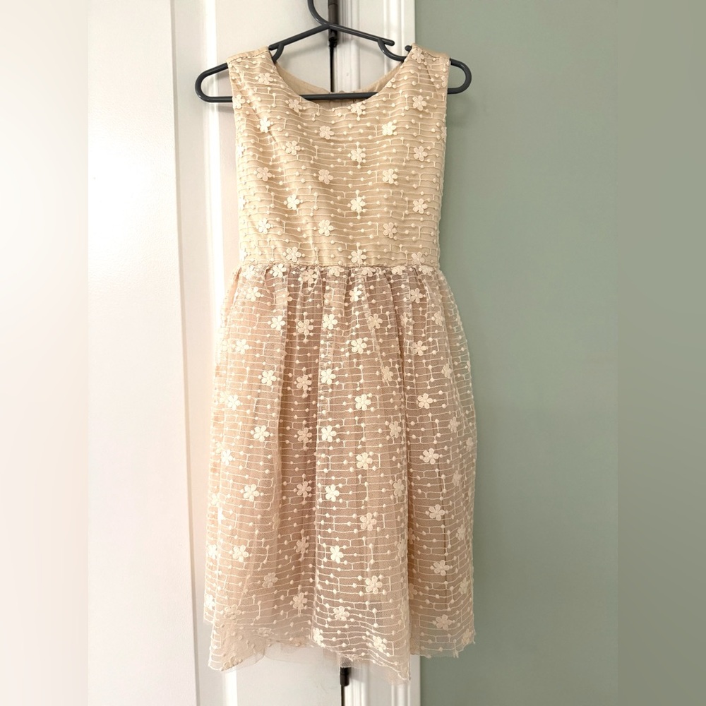 Popatu Cream Floral Kids Dress